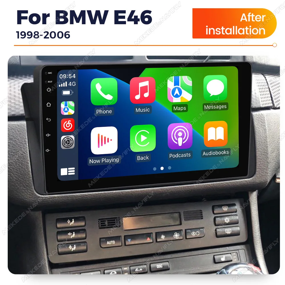 2DIN Carplay Android Auto Car Radio For BMW E46 M3 318/320/325/330/335 1998-2006 Multimedia Video Player All-in-one Audio Stereo