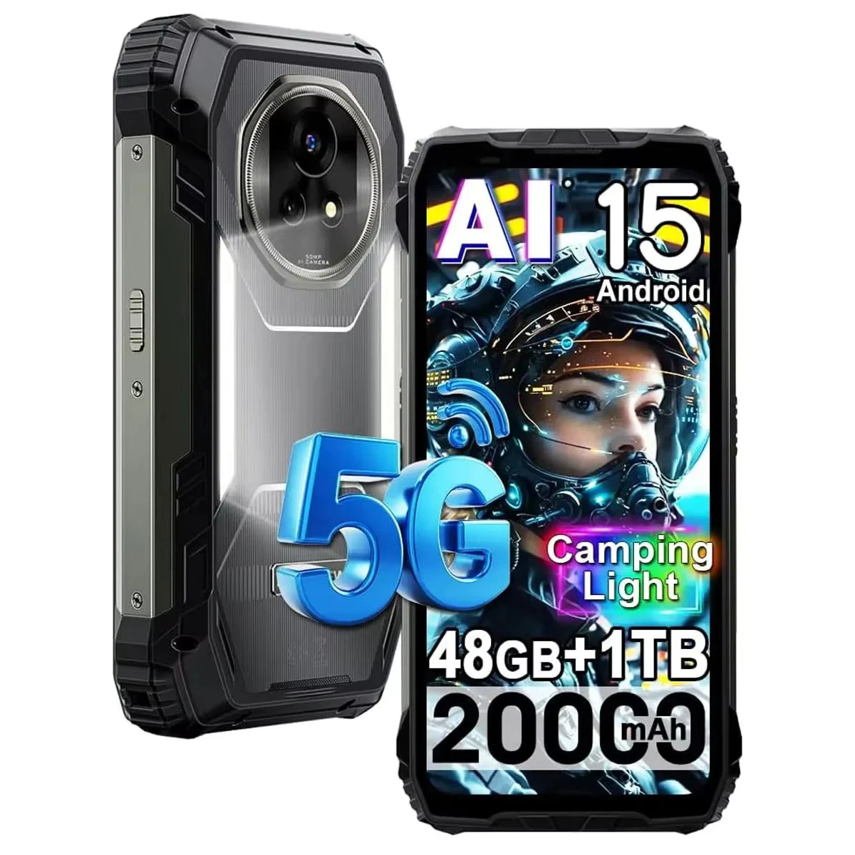 Smartphone robuste d'extérieur Blackview XPLORE 2, 20000 mAh Android 15, écran FHD de 6,73 pouces, AMOLED 3,2K, appareil photo 50MP, IP69K