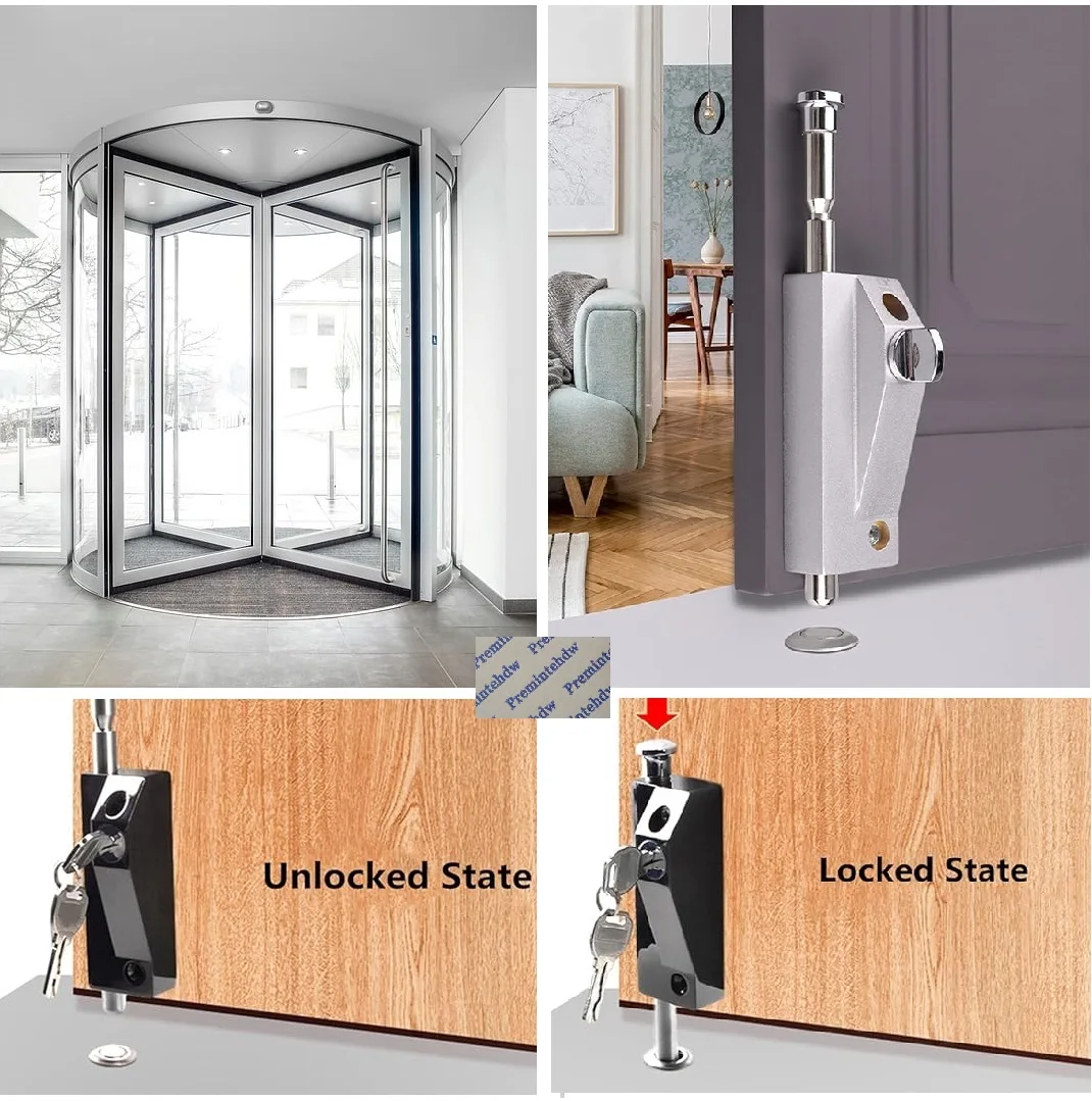 1Piece Spring Loaded Revolving Door Floor Bolt Latch Lock Keyed Thumbturn Commerical Entrance