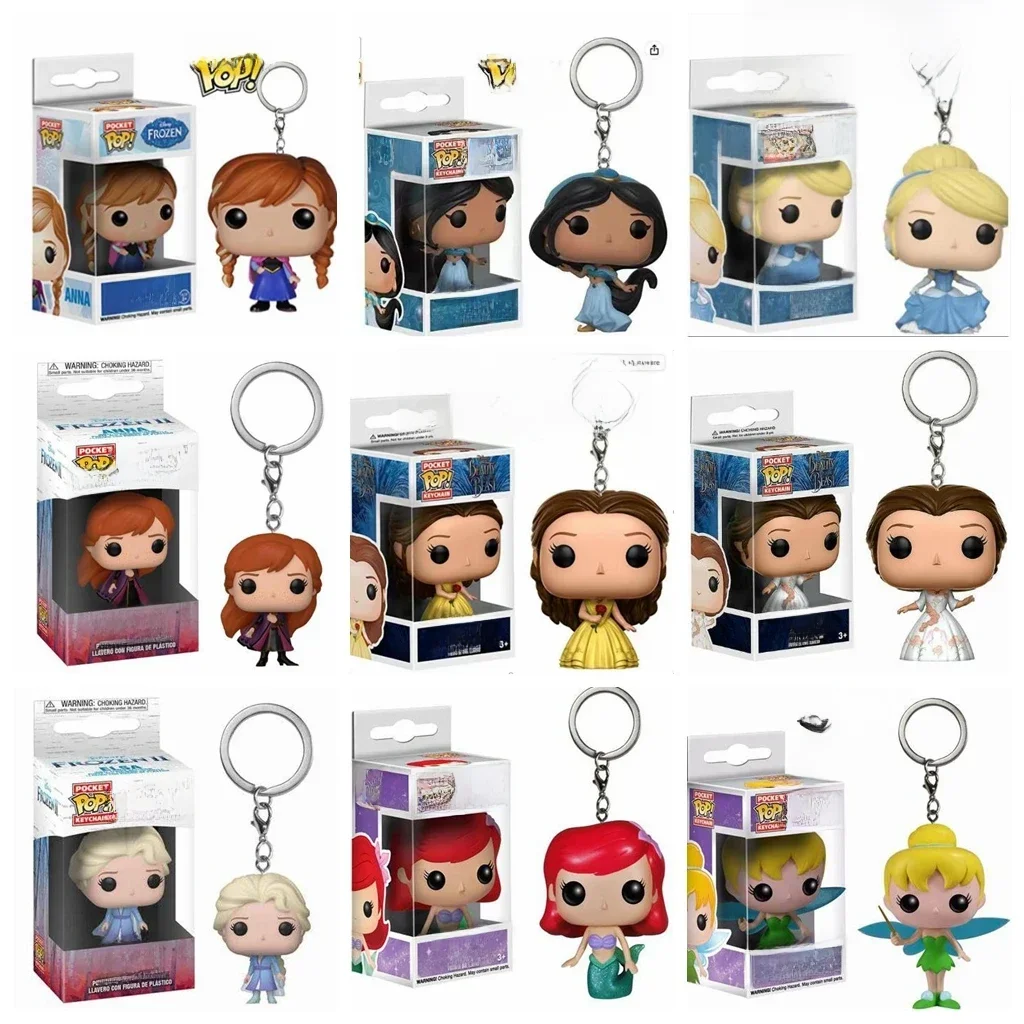 FUNKO Pop Disney porte-clés jouet la Belle et la bête Belle congelée Elsa Anna Ariel Raiponce cendrillon PVC Figure Collection modèle jouets