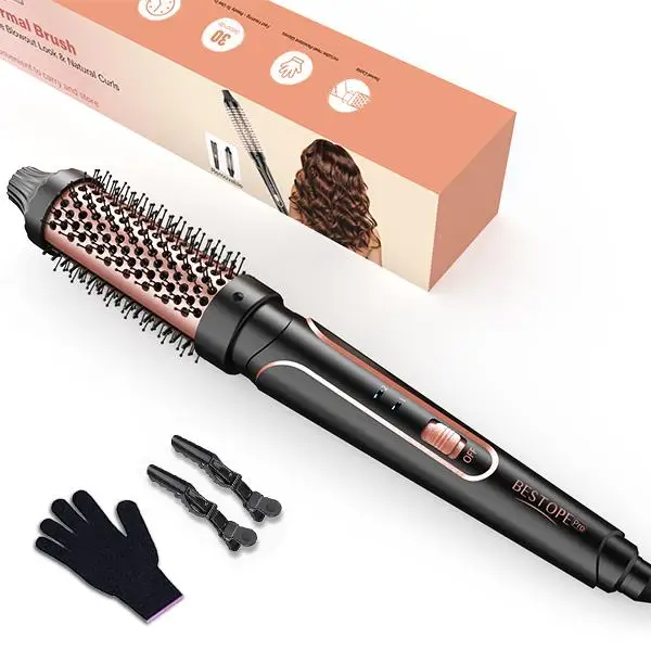 BESTOPE PRO Thermal Brush, 1.5 Inch Heated Round Brush with Detachable Head, Dual Voltage for Travel, Rose Gold