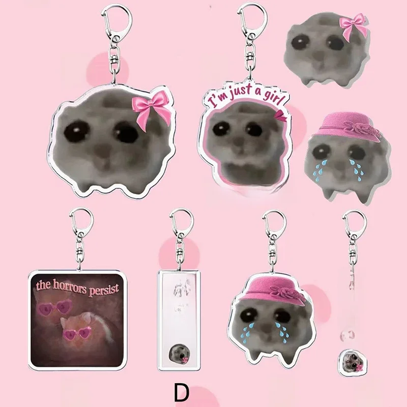 Acrylique rose arc mignon sable Hamster porte-clés porte-clés anneau pendentif drôle pour sac accessoires bijoux Fans cadeau Photo décoration