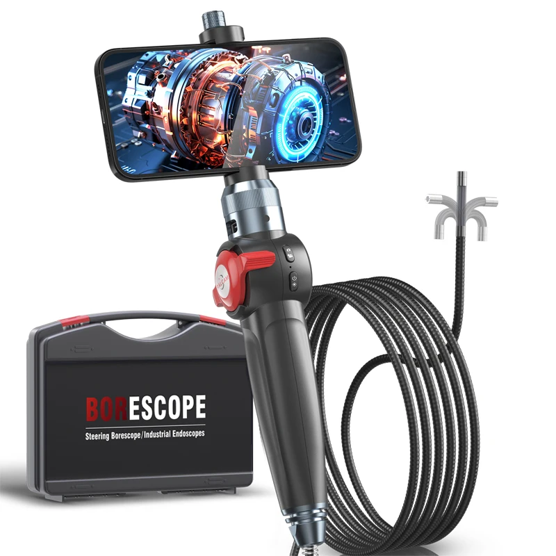 Ralcam Two-Way 180° Articulating Borescope Camera 8.5MM Industrial Endoscope Camera Inspection With Carring bag for IOS&Android