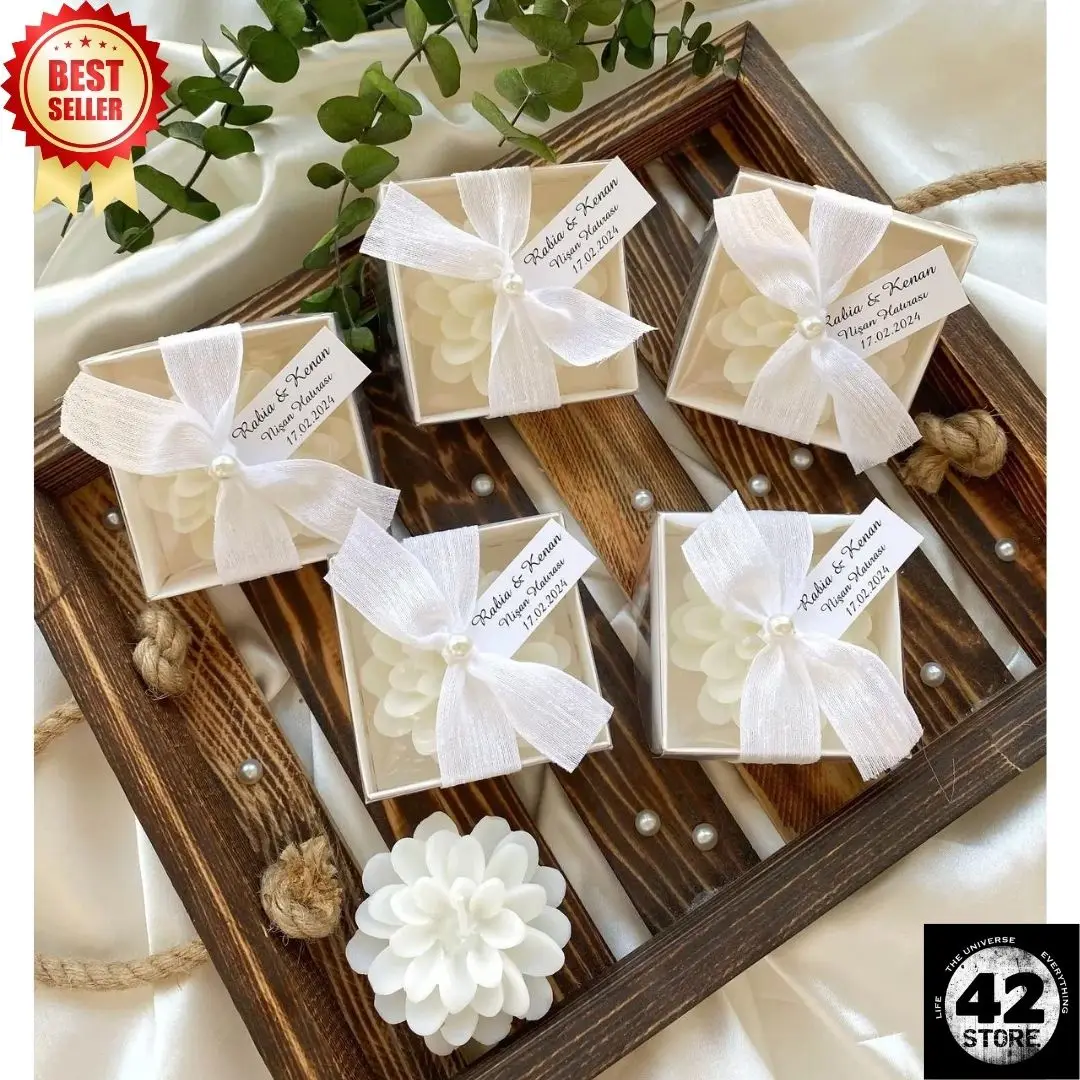 Wedding Engagement Baptism Birthday Party Baby Shower Boxed Lotus Candle Rustic Decor