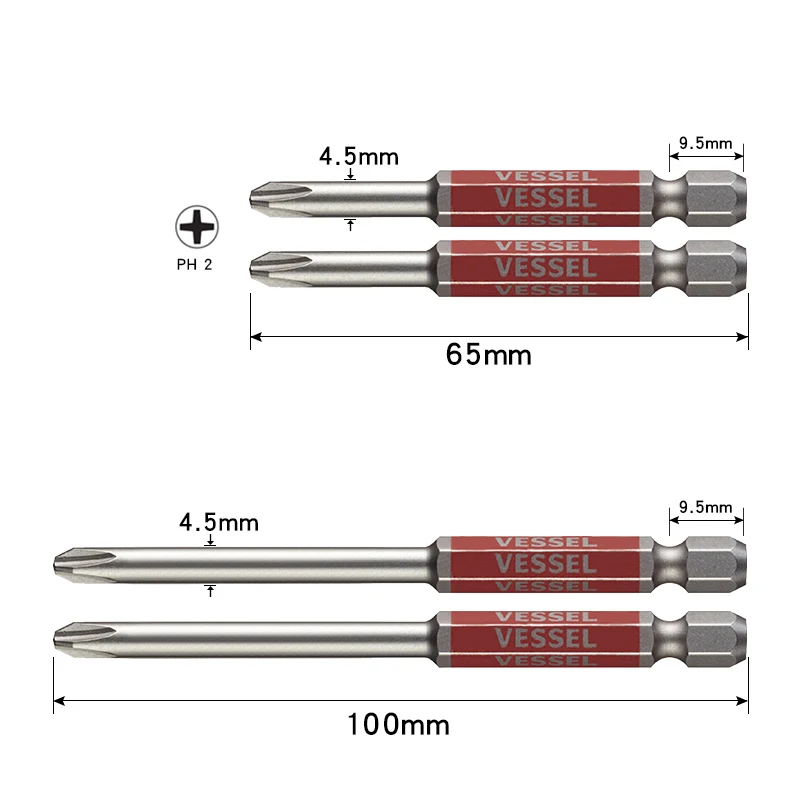 VESSEL Cordless Drill Bit Set Screwdriver Bits Sets For Impact Driver Japan Tools No.GS35 Series