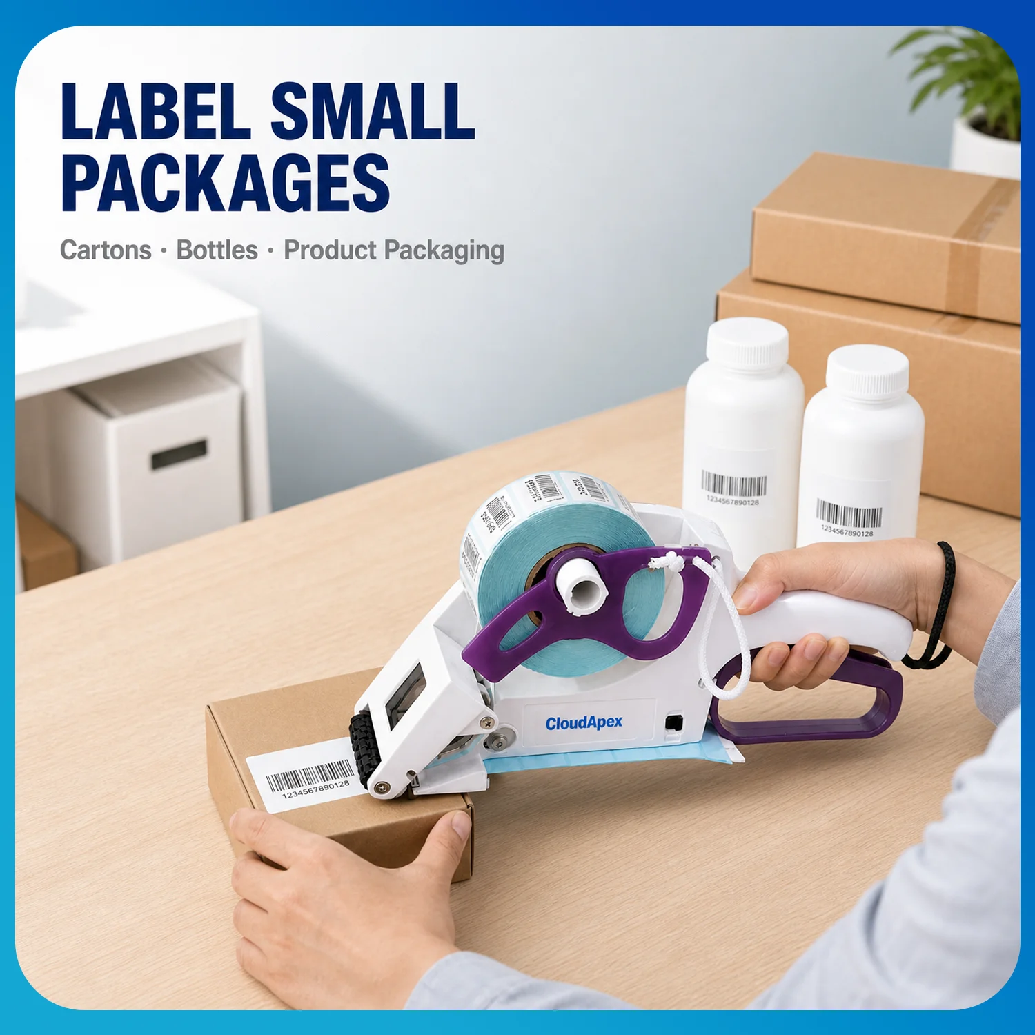 CloudApex 30 Manual Handheld Label Applicator Automatic Liner Peeling Price Tag Labeller 20-30mm Round Bottle Flat Labe
