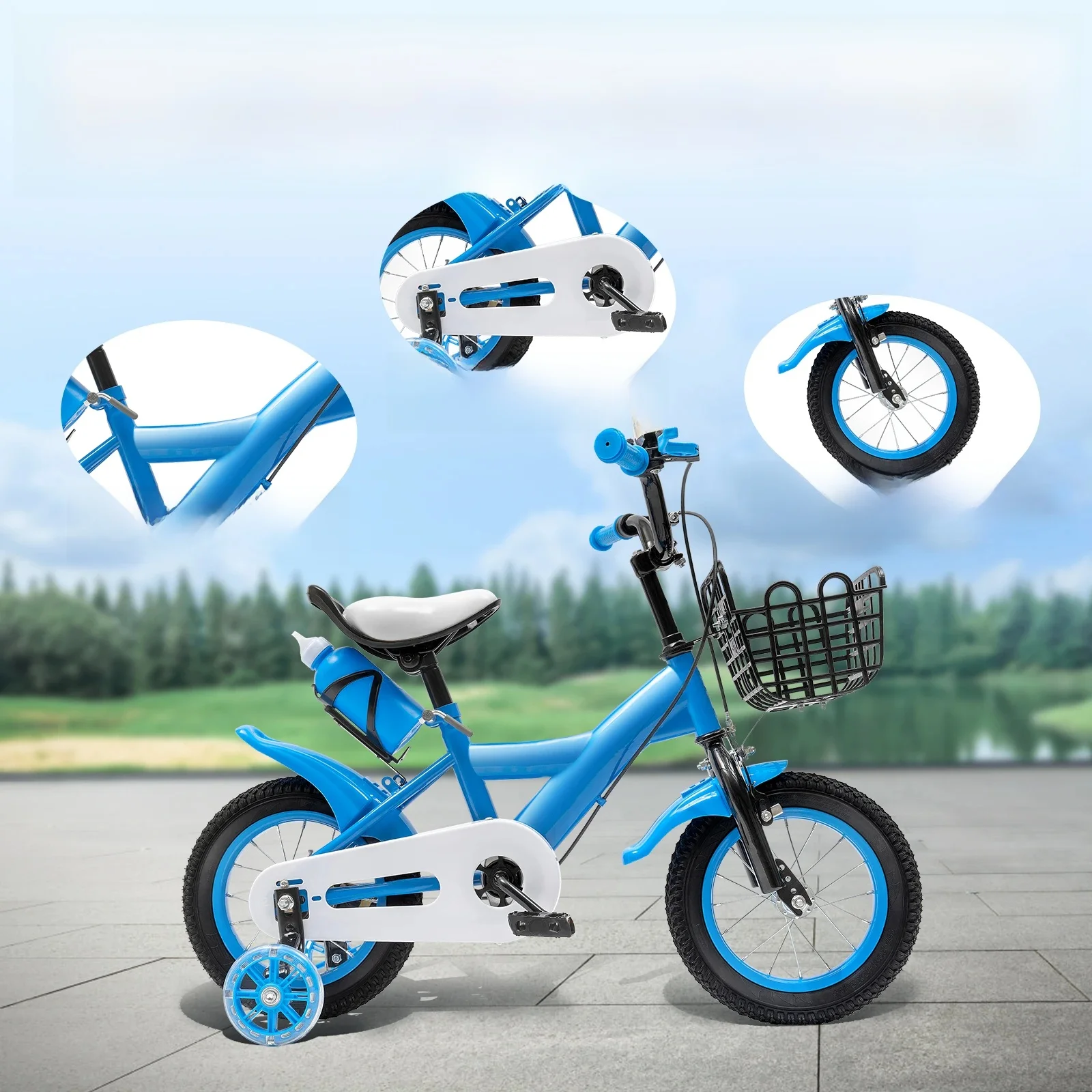 Kinderfiets Jongens Meisjes Peuterfiets Verstelbare hoogte Kinderfiets met mand voor 2-4 jaar oud Blauw / Rood / Geel - afbeelding 2
