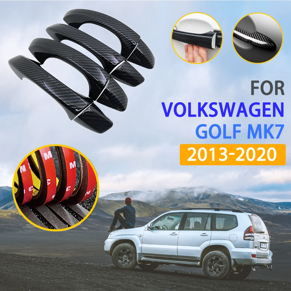 

Для Volkswagen VW Golf 7 Mk7 2013 2014 2015 2016 2017 2018 2019 2020 черный цвет углеродное волокно дверные ручки аксессуары наклейки