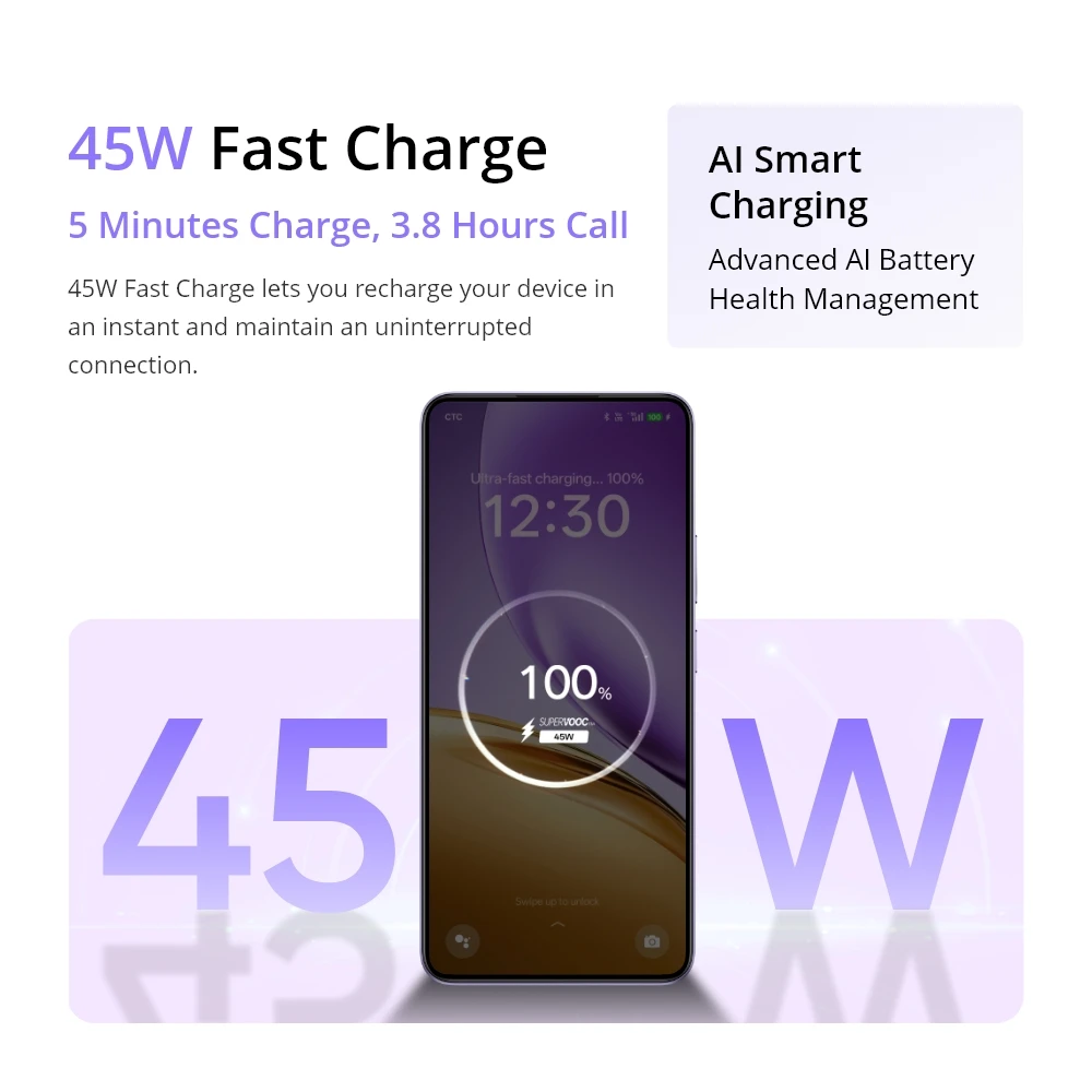 Realme 14T 8+256GB 5G Smartphone, Procesador octa-core Mediatek Dimensity 6300, Batería de 6.000 mAh, Pantalla AMOLED de 6.67 pulgadas 120Hz, Carga rápida de 45W, Cámara de 50 MP, Soporte NFC, IP68/IP69, Android 15 3