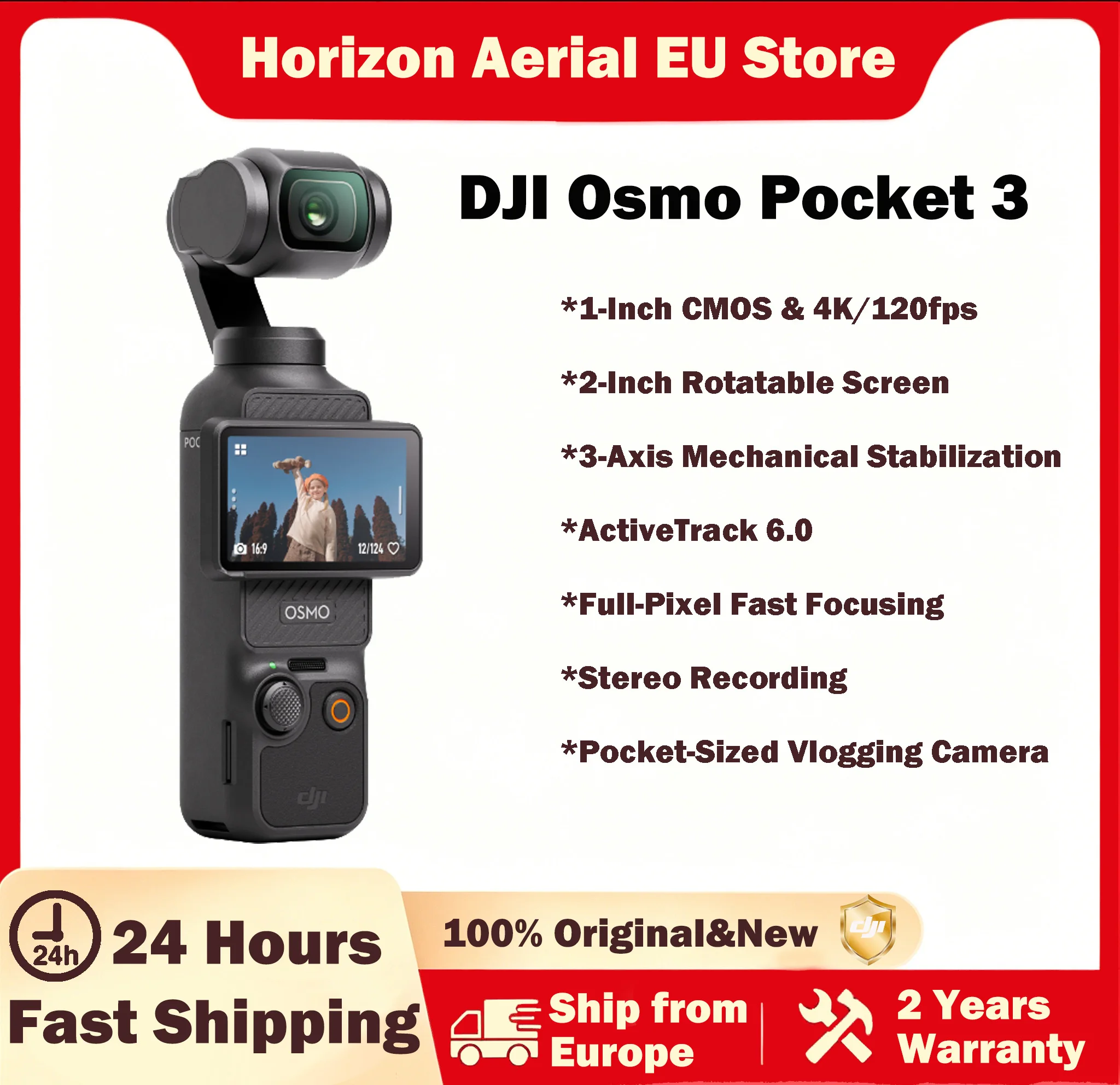 DJI Osmo Pocket 3 Vlogging Camera 1-Inch CMOS & 4K/120fps Stereo Recording EU Stock