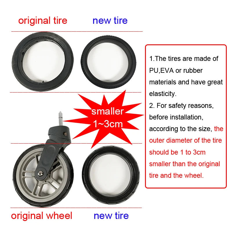 Stroller Wheel Tire 13.5/15/15~17/18~20/23.5CM For Yoya Yoyaplus Or Stokke Xplory V3 V4 Baby Buggy Wheel Accessories