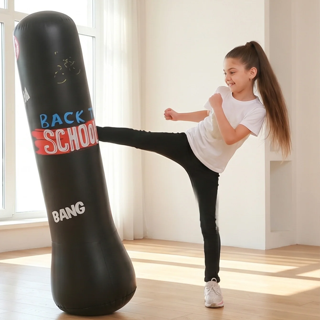 1PC Inflatable Punching Bag Freestanding Boxing Training Sandbag, Rebound Kick Bag for Home Fitness Exercise Stress Relief