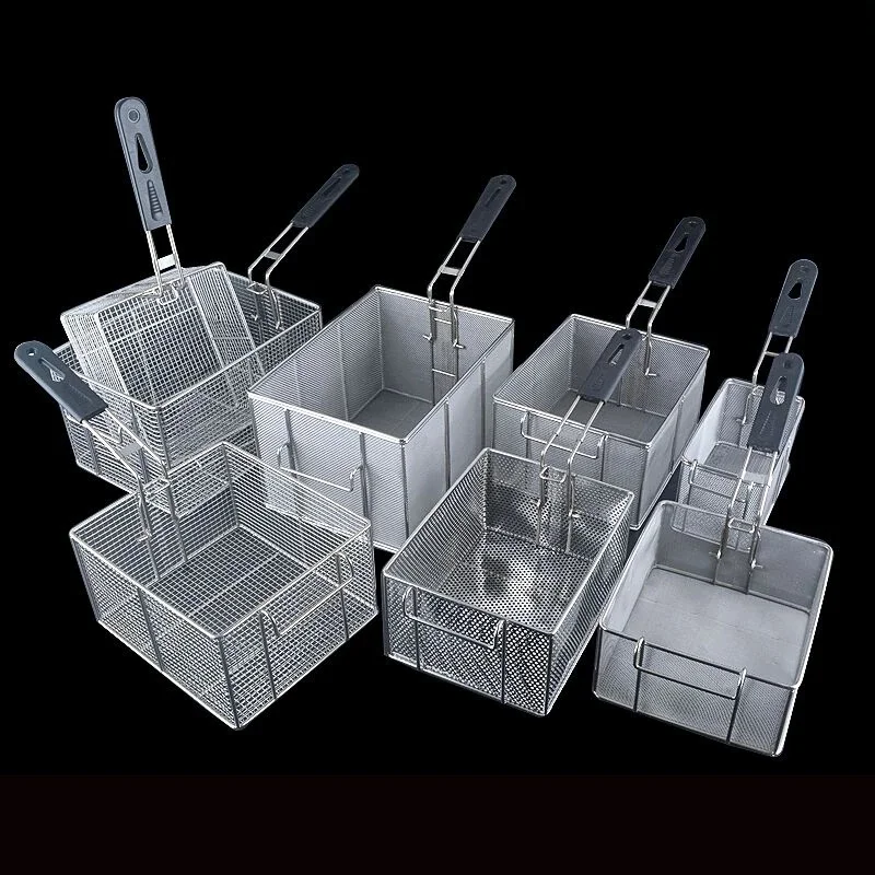 Panier à frire en acier inoxydable, filet pour frites, cadre de friture, filtre carré de contrôle de l'huile, panier à frire, écran de friture dense