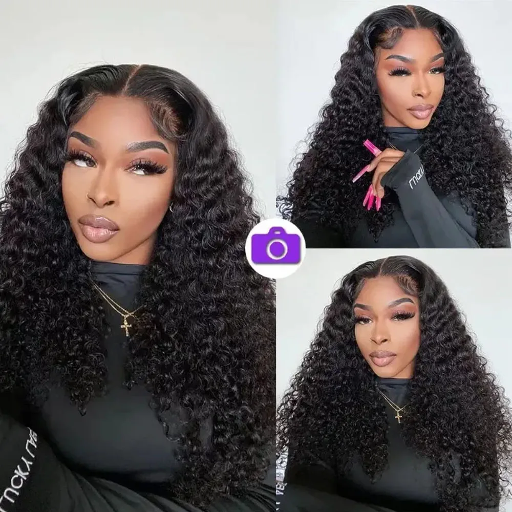250% Density Glueless Deep Curly Wave Wig Ready To Wear 5x5 HD Lace Closure Wig Pre Cut No Glue 13x4 13x6 Human Hair Wigs Women