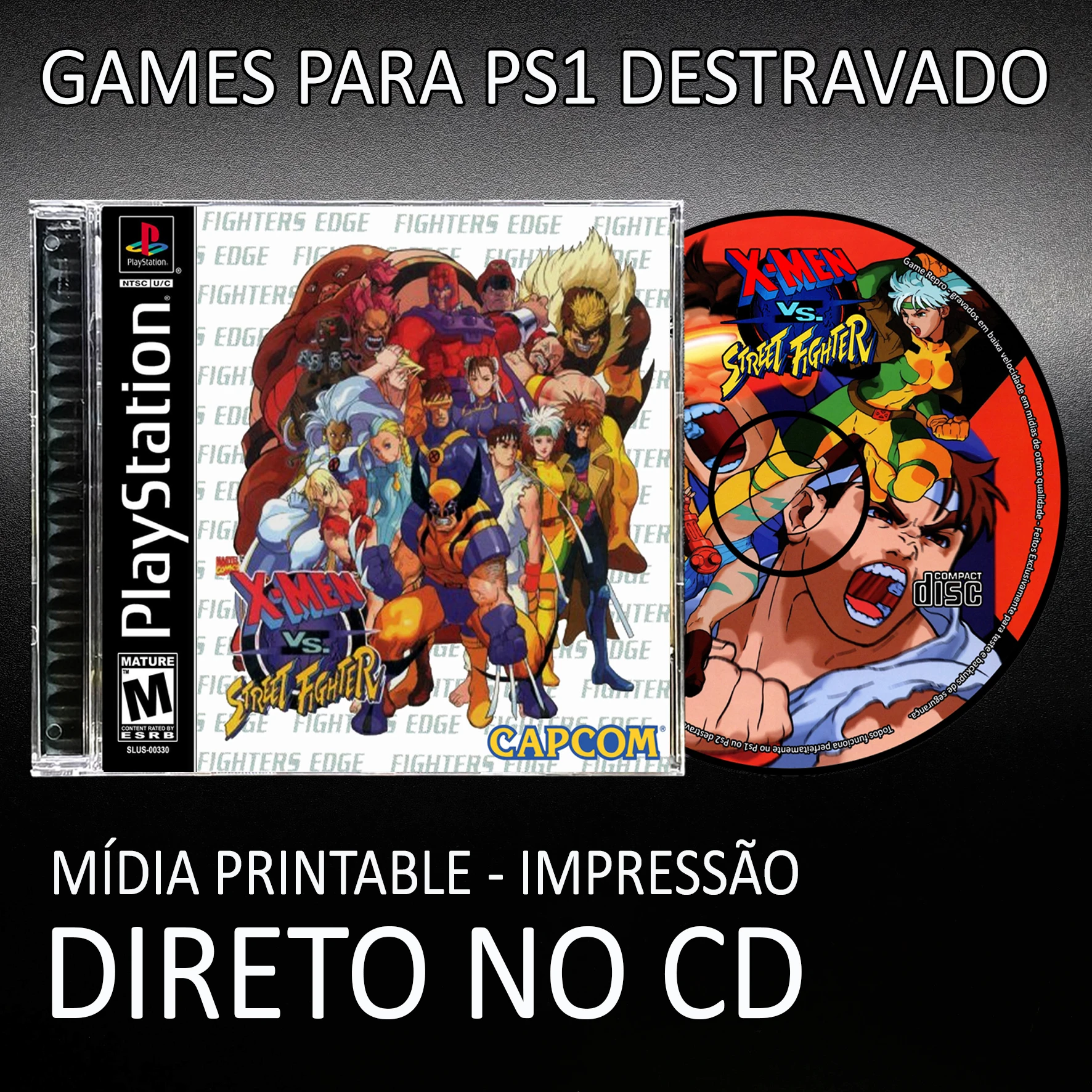 Xmen vs Street Fighter-Repro/Retro Game Ps1/PSX-Copy Play Play 1 / Patch