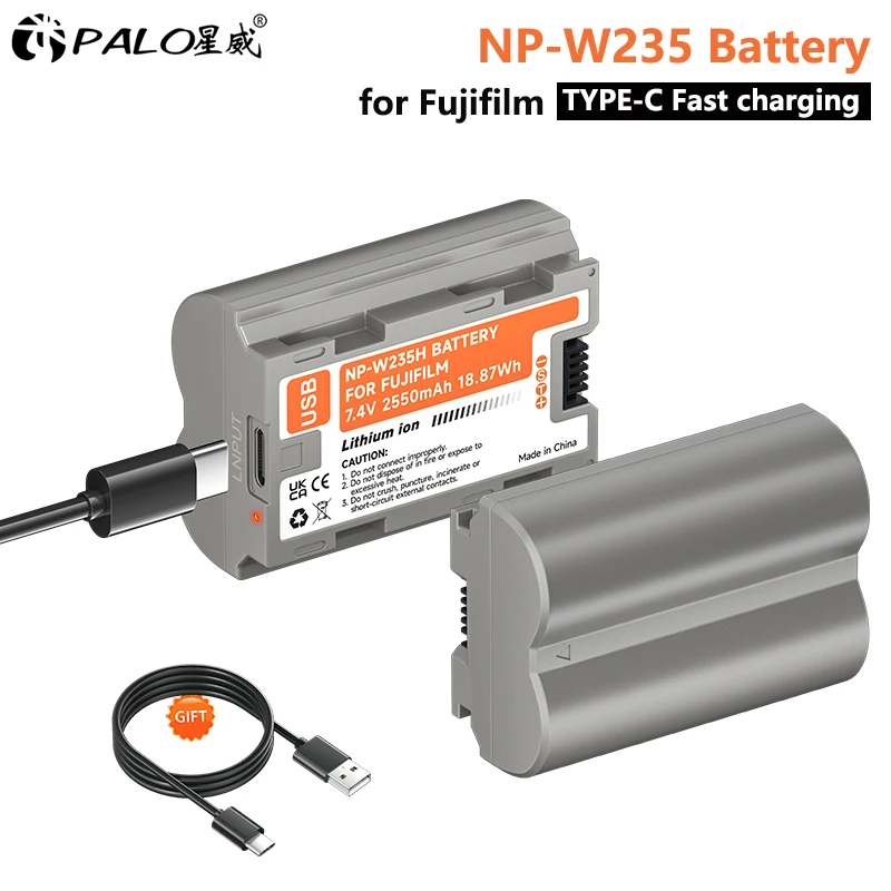 PALO NP-W235 NP W235 Battery with Type-C Input for  Fujifilm Fuji X-T4 XT4 GFX 100S X-T5 X-H2 XH2S XH2S GFX 50S II Batteries