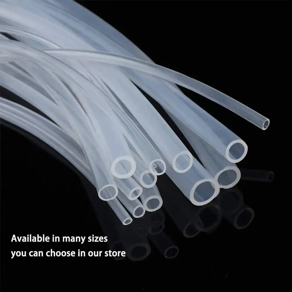 Manguera de goma de silicona transparente de grado alimenticio, tubo Flexible de silicona no tóxico, 1M, ID 2, 3, 4, 5, 6, 7, 8, 9, 10mm