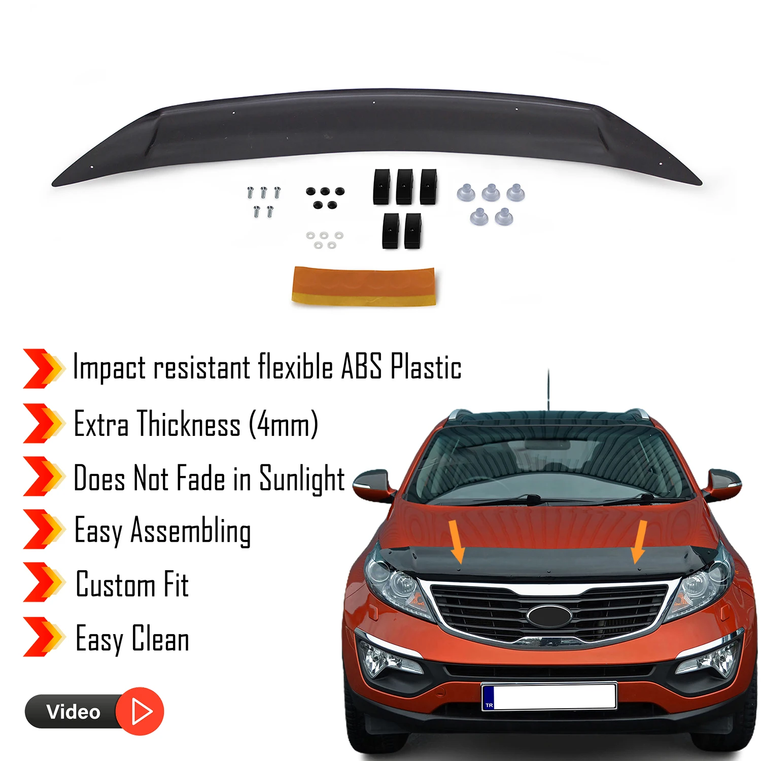 Hood Deflector Guard for Kia Sportage (2011-2015) Bug Shield Bonnet Protector / 4 mm thickness and ultra-durable material