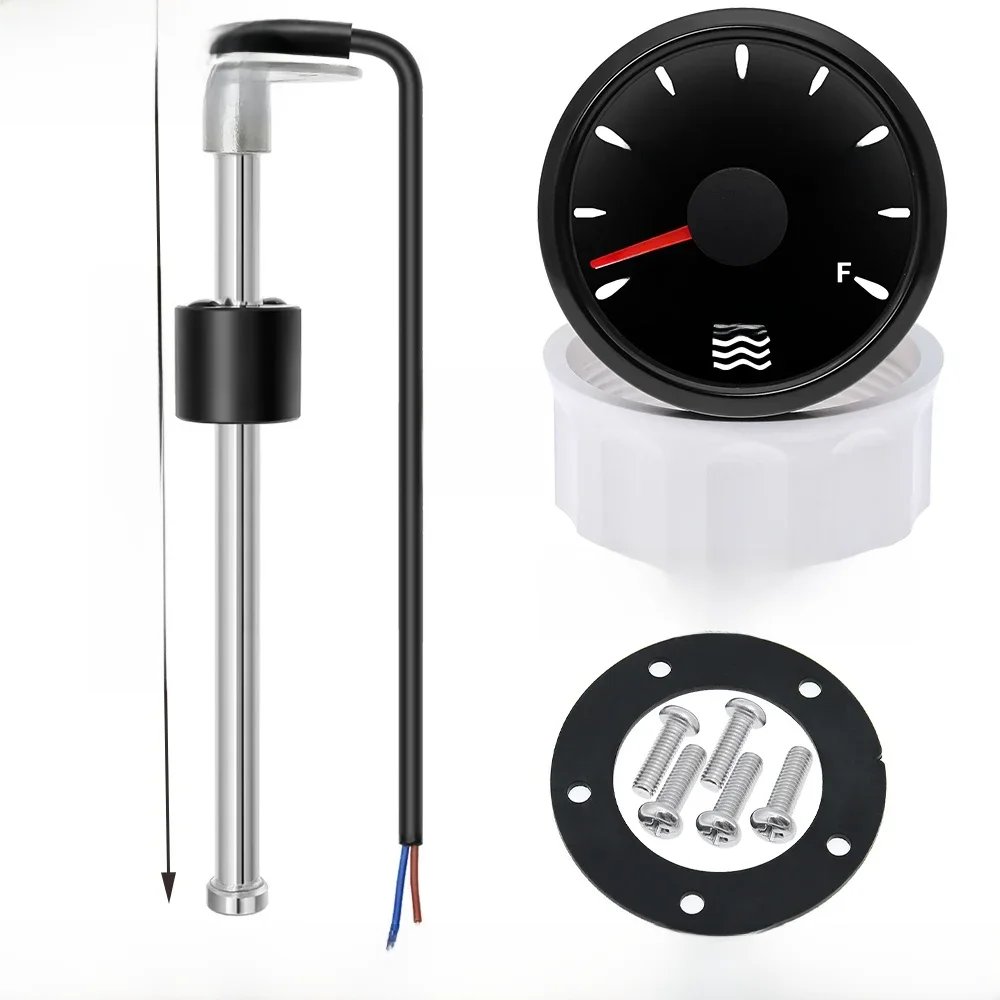 0-190 Ohm waterniveausensor 52 mm waterniveaumeter met 7 kleuren LED watertankmeter indicator benzine boot auto 12V24V op maat - afbeelding 2
