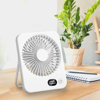 FUBOTUN 데스크탑 선풍기 미니 USB 충전식 무소음 휴대용 환풍기 벽걸이 천장 선풍기, 배터리 디스플레이 에어 쿨러 