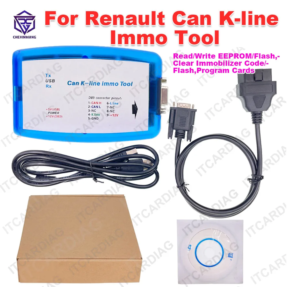 

For Renault Can K-line Immo Tool V4.06 Read Write EEPROM FLASH Clear Immobilizer Code for Renault OBD2 ECU Programmer Tool