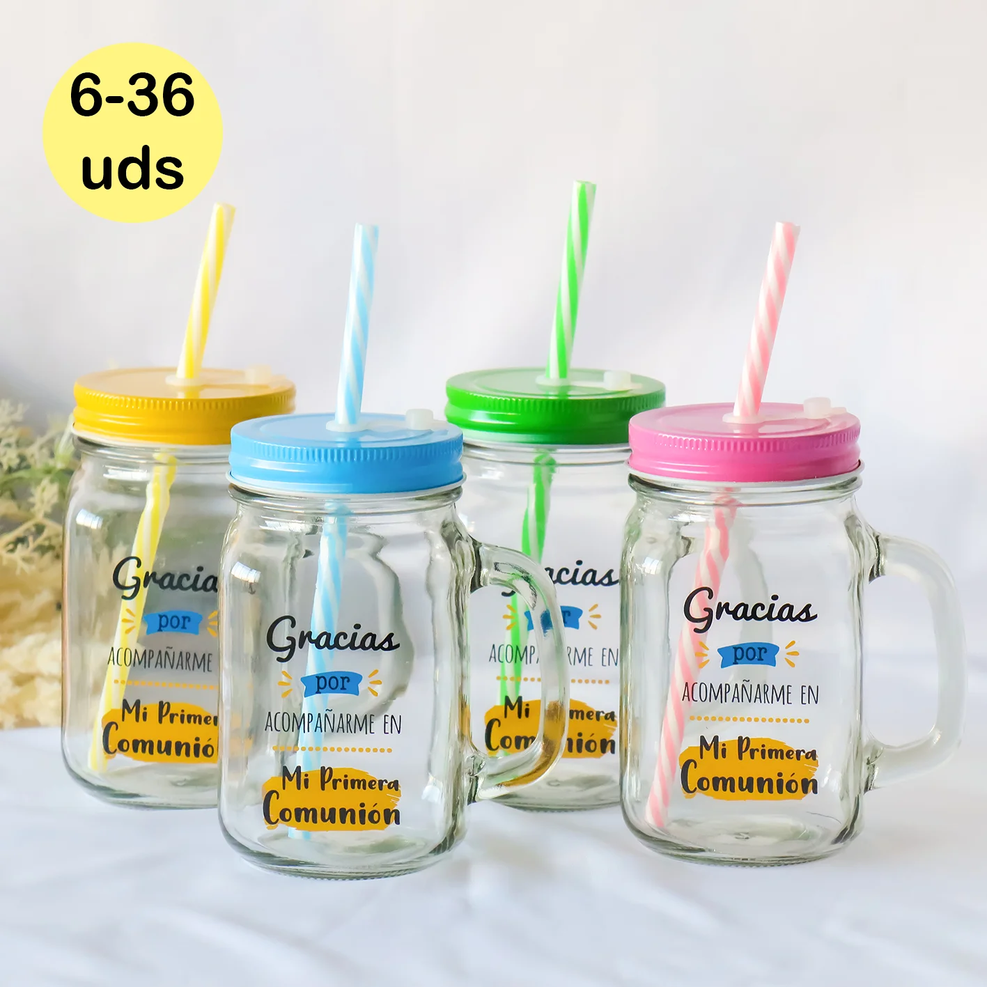 3-24 Pcs Lot Glass Jars 3 Colors Communion Details for Guests Special Phrase Personalized Pitcher Unique Design Personalized Gift Details Gift Store