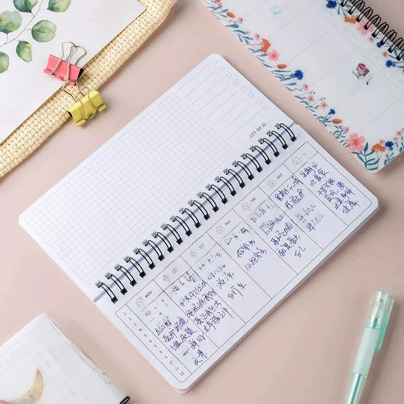 Bloc-Notes de planificateur hebdomadaire Portable, 50 feuilles, carnet à rabat en spirale avec liste de choses à faire, Notes à grille, Mini organisateur de bureau pour l'école et le bureau