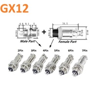 A Set Aviation socket Male Add Female Socket 12mm Wire Panel Connector Aviation Circular Plug GX12-2Pin 3Pin 4Pin 5Pin 6Pin 7Pin