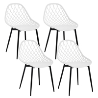 4PCS/Set Scandinavian Dining Chair with Hollow Back Plastic Shell Kitchen Chair PP Back Seat Metal Legs for Living Room Balcony