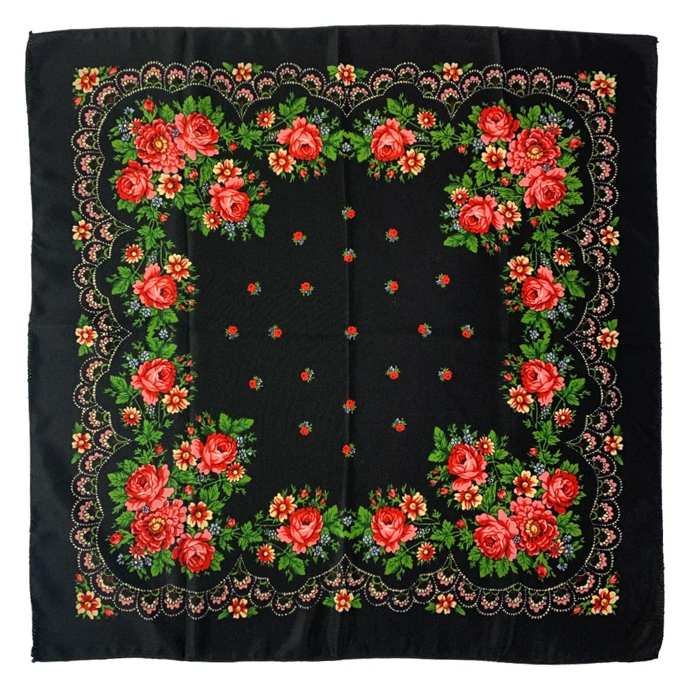 70*70 cm russe carré écharpe de luxe imprimé fleuri Bandana chùle femme bandeau foulards ethnique mouchoir Babushka bandeau