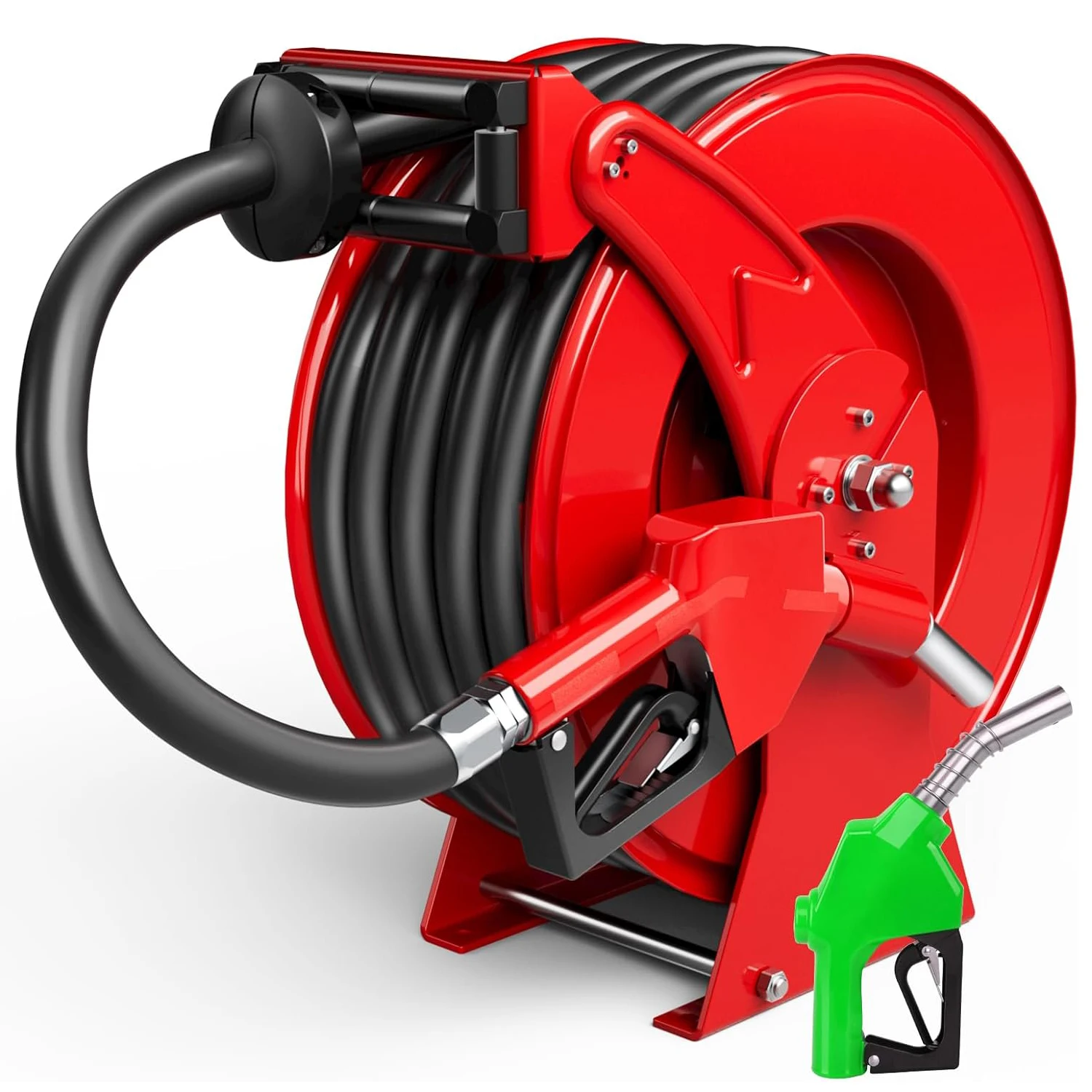 

Катушка для топливного шланга, удлиненная дизельная катушка размером 3/4 x 50 футов с топливной форсункой, промышленная автоматическая поворотная катушка с перемоткой на 300 фунтов на квадратный дюйм, выдвижная для топлива