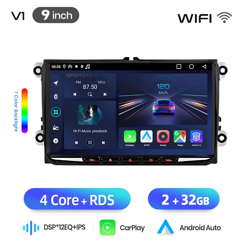 Junsun Android Autoradio GPS Voor VW Volkswagen Skoda Octavia Golf 5 6 Touran Passat B6 Polo Jetta 2 DIN CarPlay Multimedia Speler