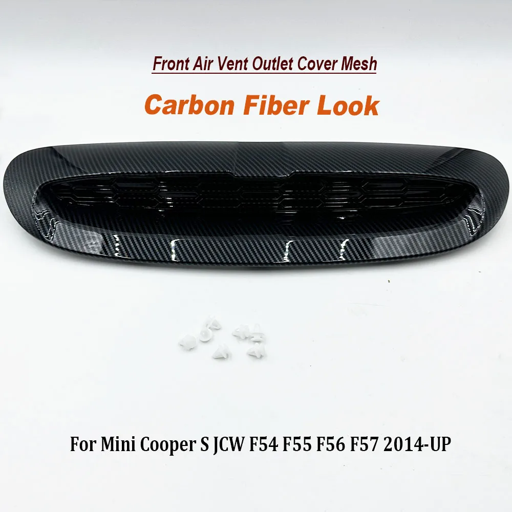 New Front Engine Hood Bonnet Vent Scoop Carbon Fiber Look For Mini Cooper S JCW F54 F55 F56 F57 14-23 ABS Air Outlet Cover Trim