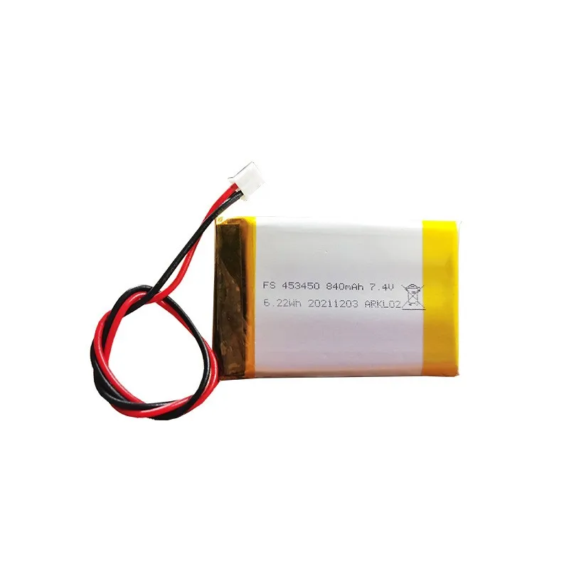 Manufacturer's direct delivery polymer lithium battery 7.4V 453450-840mAh electric fan beauty instrument rechargeable battery