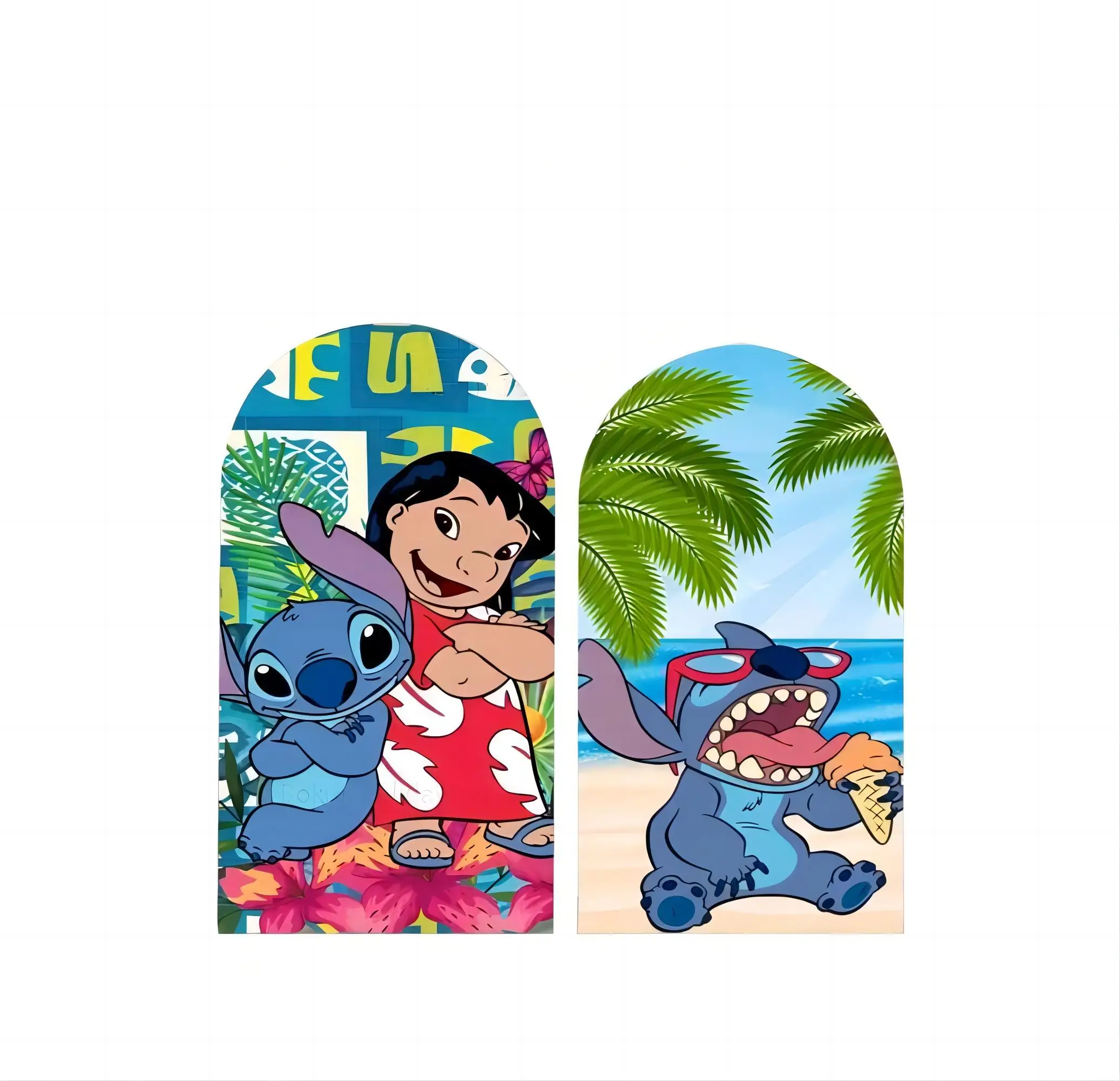 

Lilo & Stitch Round Photography Backgrounds Cartoon Hawaii Hula Dance Kids Birthday Party Backdrops Plinth Covers Photo Studio