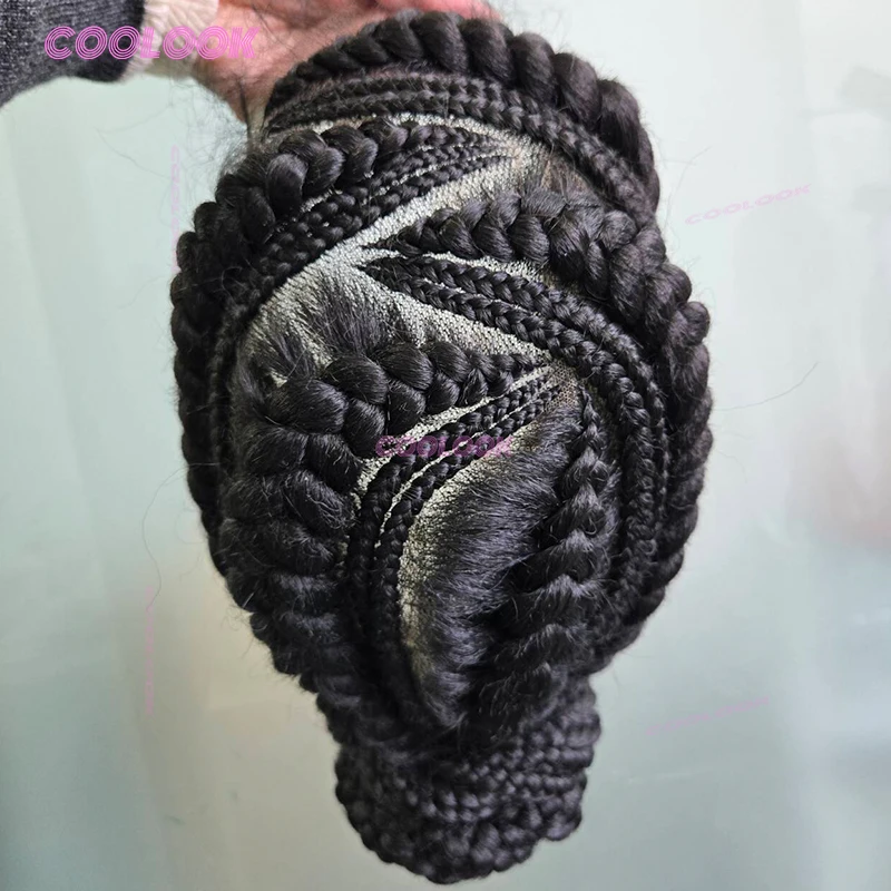 Klebefreie Cornrow Geflochtene Dutt-Perücke Synthetische Vollspitzen-Geflochtene Perücken für Frauen Anfängerfreundlich mit Wechselnden Cornrows – Detail 1