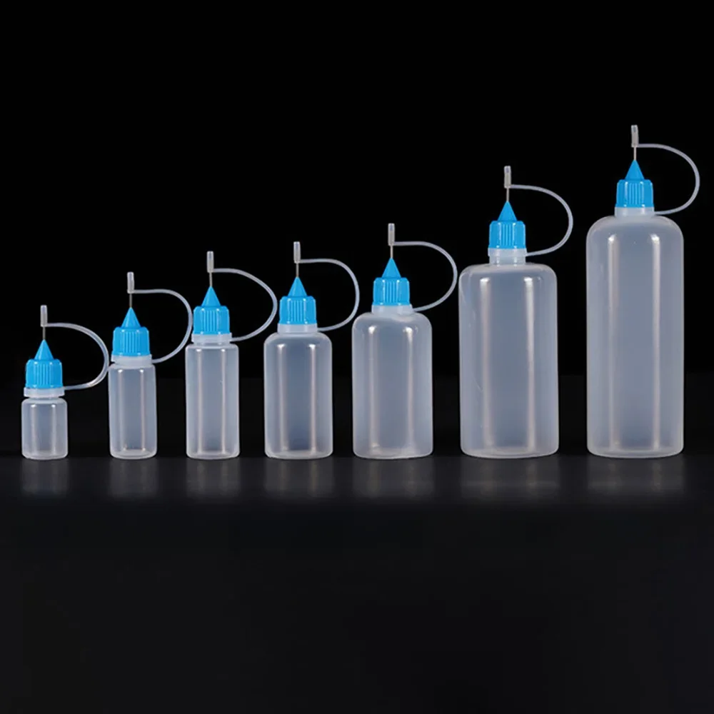 Bouteille applicateur à pointe compressible en plastique PE, compte-gouttes rechargeable avec bouchons à pointe d'aiguille, bouteilles d'huile, 5ml, 10ml, 20ml, 30ml, 100ml, 120ml
