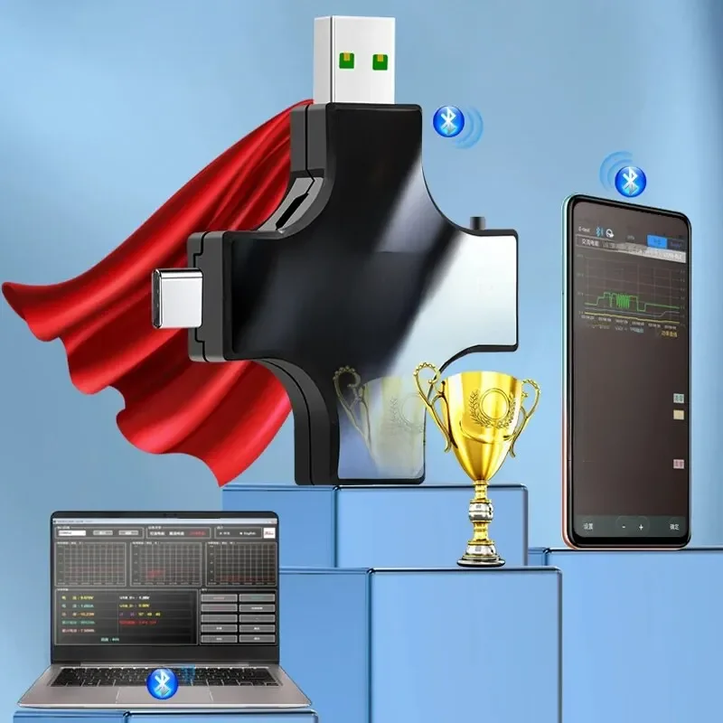 Tester USB DC Type-C PD Cyfrowy Woltomierz Amperomierz Monitor Napięcia Prądu Miernik Prądu Detektor Power Bank Ładowarka Miernik Pojemności 8.0A — zdjęcie 2
