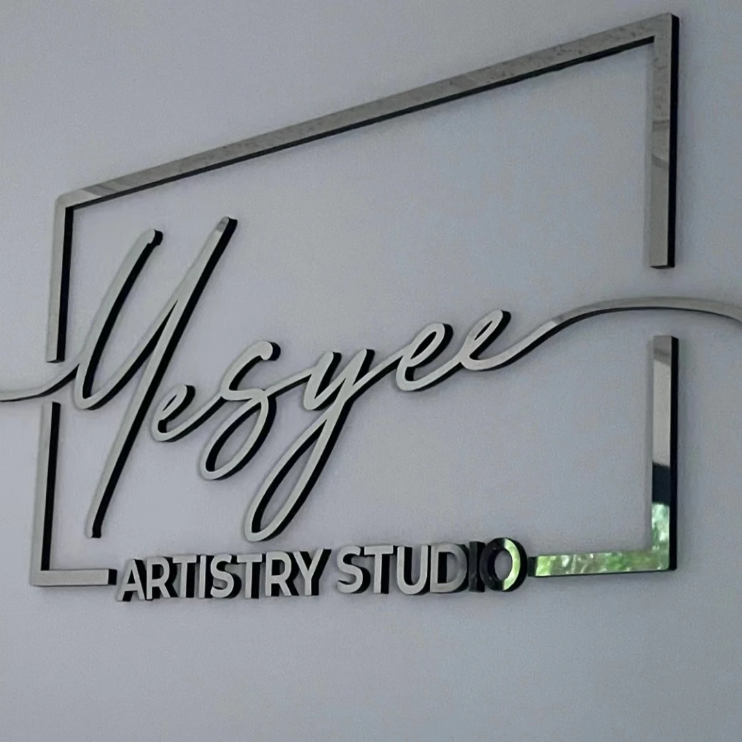 Laser Cut Logo Sign Custom 3D Office Sign Reception Sign Office Wall Decor 3D Beauty Salon Sign Aesthetic Business Signboard