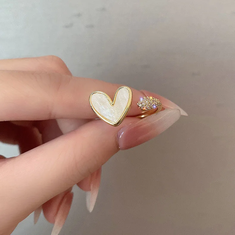 Trendy Vintage Gold Color Shell Heart Rings For Women Minimalist Aesthetic Open Rings Female Dinner Party Charming Rings Jewelry