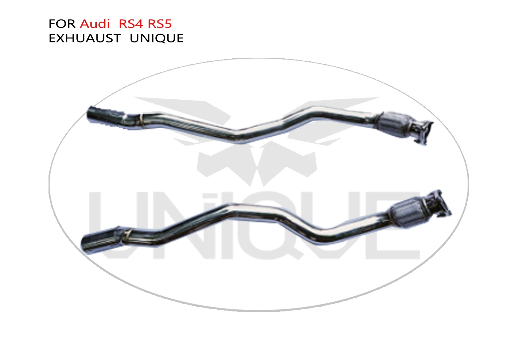 

UNIQUE Auto Replacement Parts Front Pipe Exhaust Downpipe for Audi RS4 RS5 Car Accessories Manifold Catalytic Converter Catless