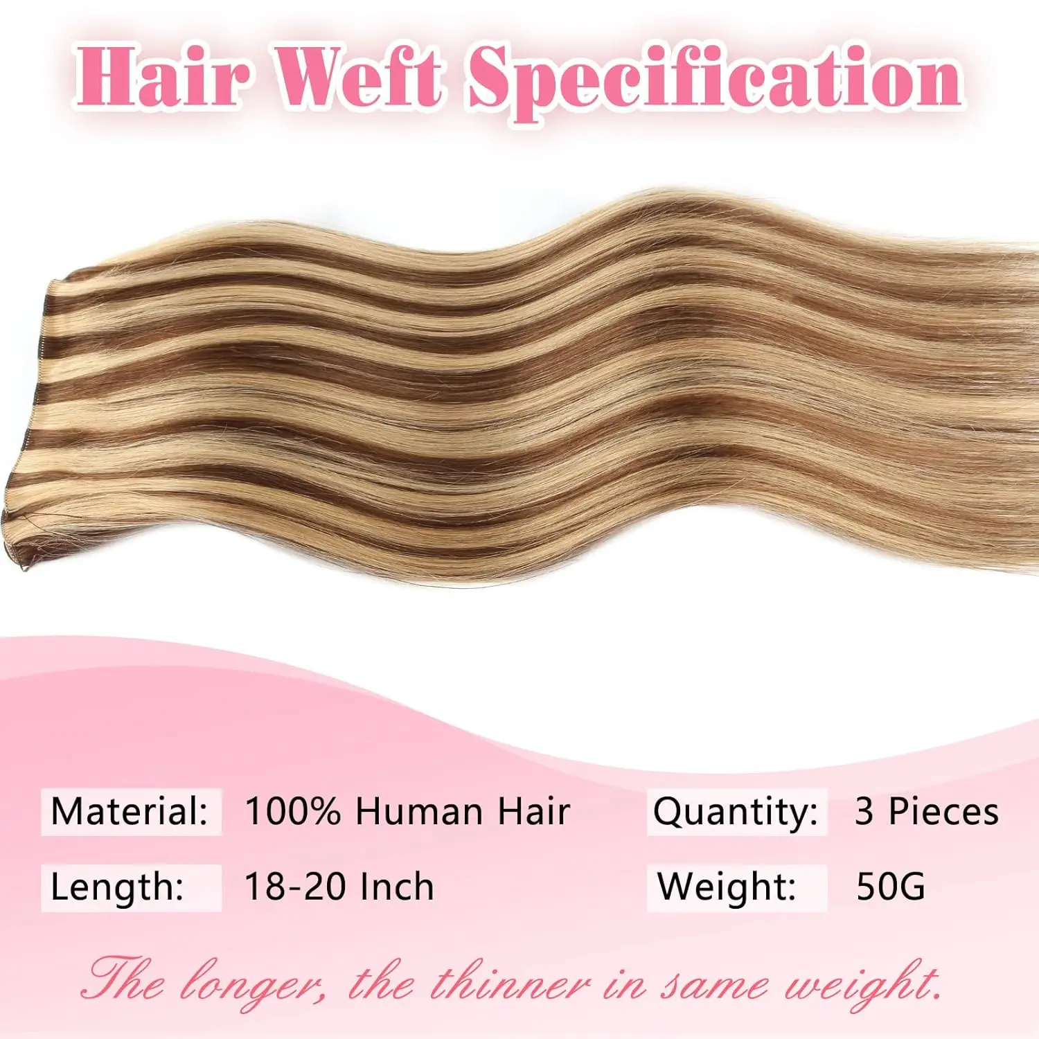 Sixstarhair Hair Extensions Sew In Extensions 50G 3Pieces 18'20' Hand Tied Weft Extensions Real Remy Human Hair For Women - Image 5