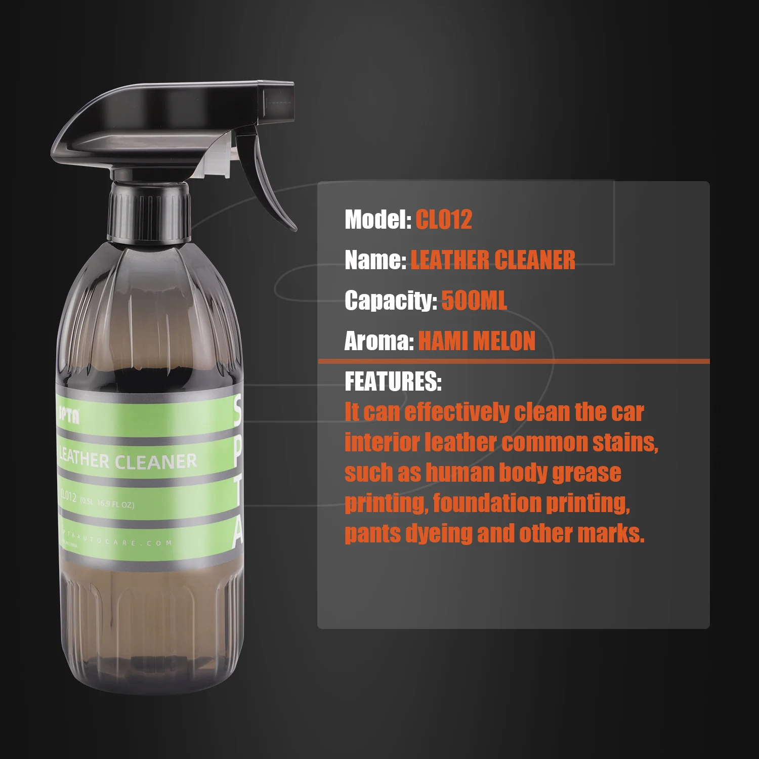 SPTA 16 oz Leather Cleaner Spray with Horsehair Brush Kit for Car Interior Leather Seats Cleaning Restores Leather Surfaces