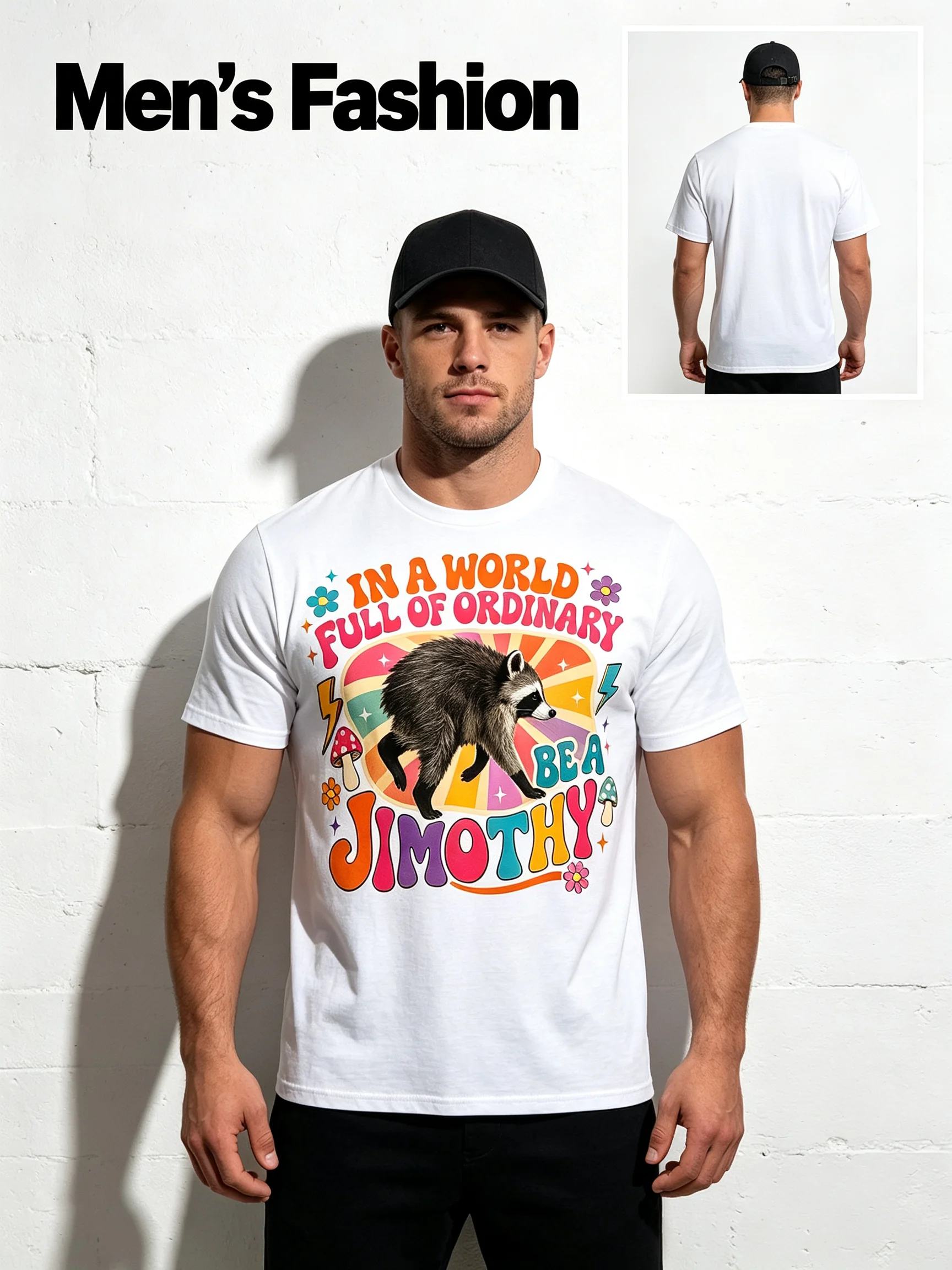 Unisex Jimothy Raccoon Graphic T-Shirt, Funny Jimothy from Seattle Print Round Neck Tee, Machine Washable for Men Women, All Year Casual Seattle Themed Top