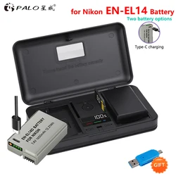 EN-EL14 USB Type C EN-EL14a EN EL14 Battery + Battery Charger Case for Nikon D3100 D3200 D3300 D3400 D3500 D5600 D5100 D5200