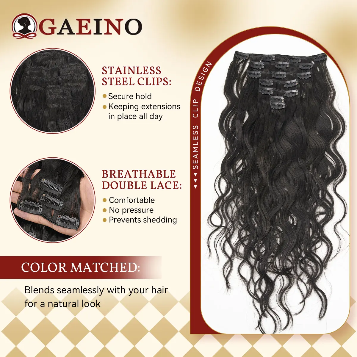 Extensiones de cabello humano con Clip de onda Natural 12A, 7 unidades/juego, Clip de Color negro Natural, cabello Remy de 14-24 pulgadas para mujer ﻿