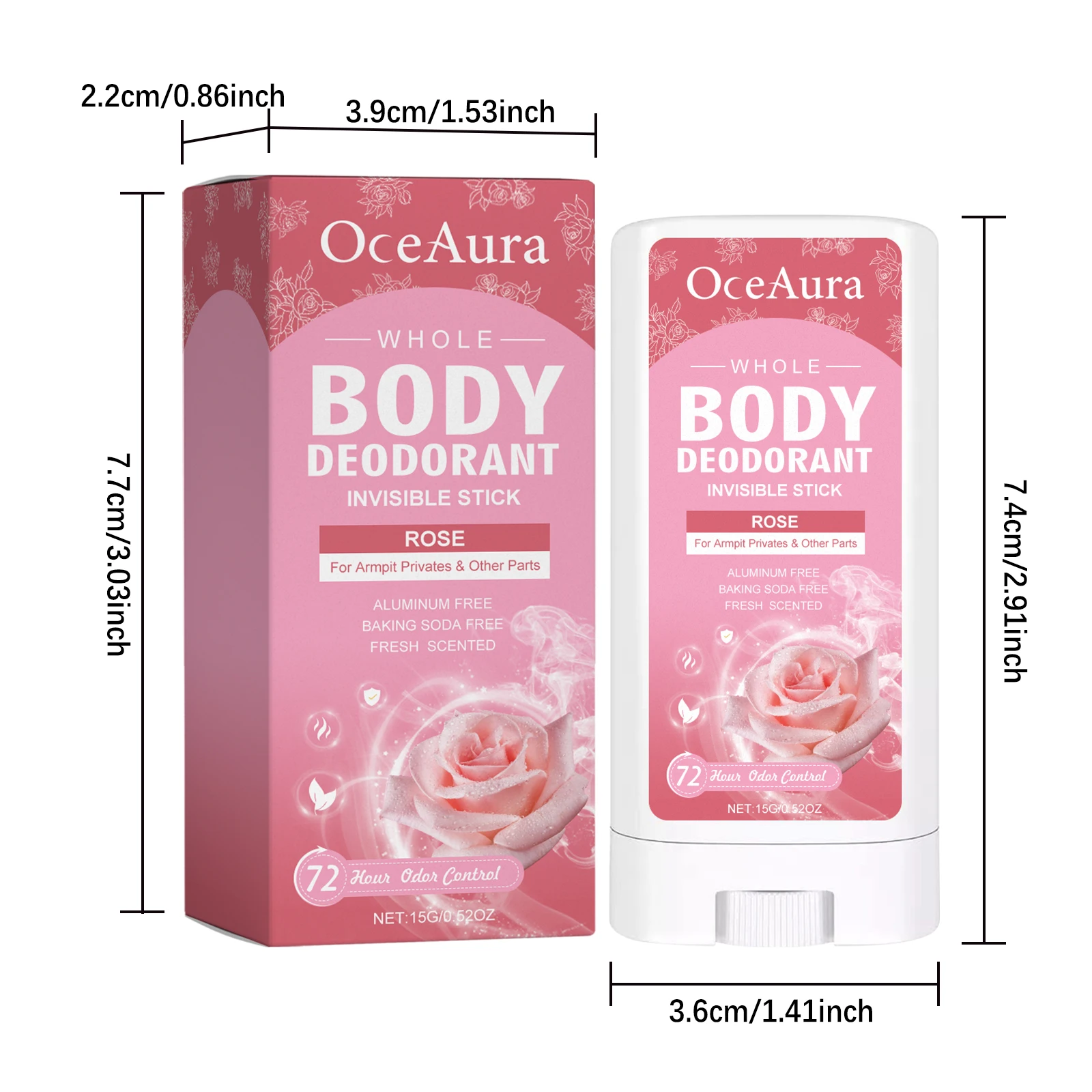 بلسم مزيل عرق الجسم من Oceaura Rose، عطر زهري يدوم طويلاً، منعش، يزيل الروائح العرقية، عطر صلب مرطب للإبطين #6