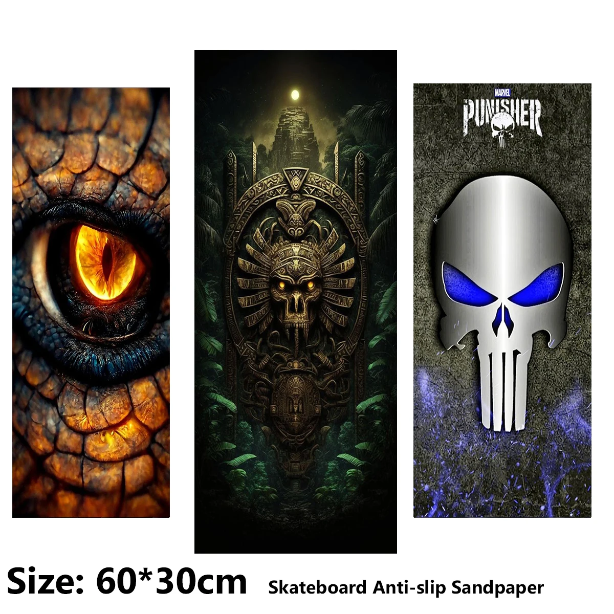 

Sharp Eagle Eyes Skull Ancestor Pattern Electric Scooter Anti-slip Sticker Sandpaper Skateboard Grip Tape Sheet 60*30cm