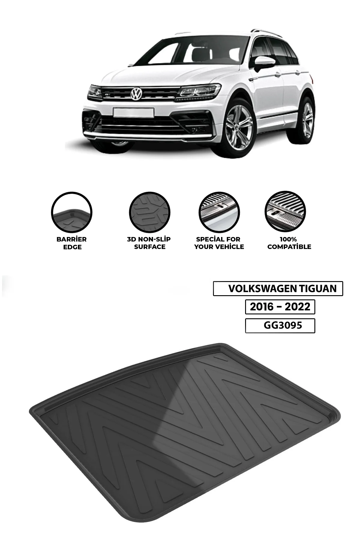 

For VOLKSWAGEN-TIGUAN-2016-2022 luggage compartment Diffuser Extension Rear Bumper Attachment Luggage compartment