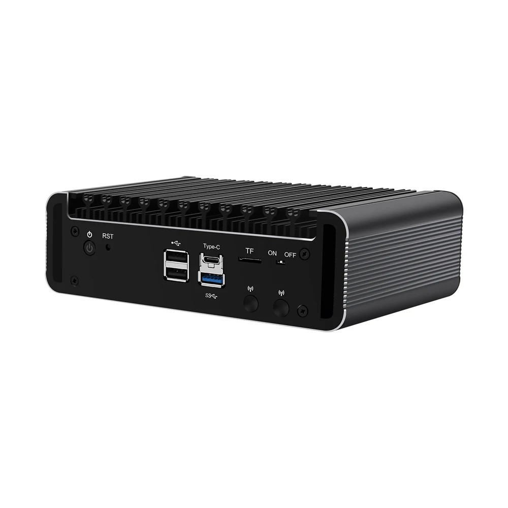 Urządzenie HUNSN Micro Firewall, Mini PC, pFsense Plus, J6412/J6413, RJ26, Microtik, OPNsense, VPN, Router PC, AES-NI, 4LAN, HDMI, DP, Type-C